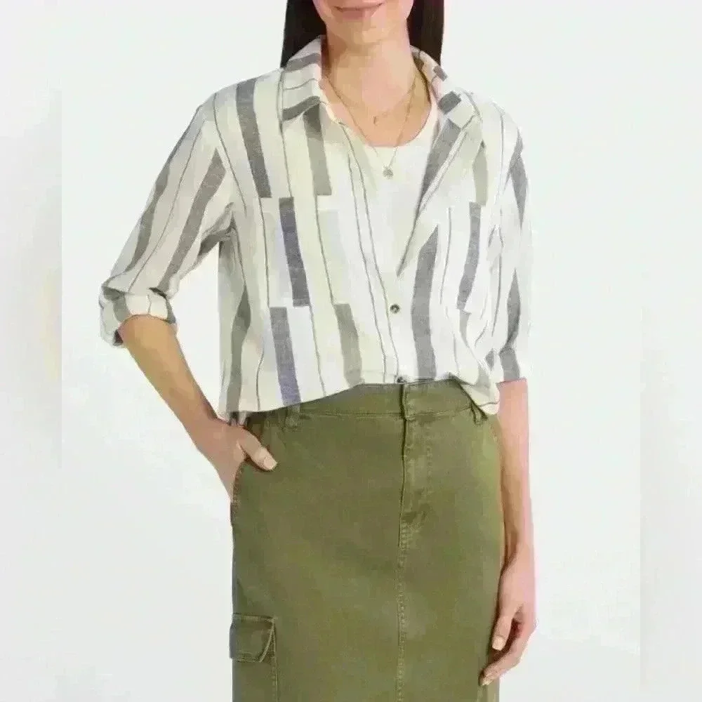 Sanctuary Holi Boyfriend Shirt in Off-White - Size XXL (NWT) - Picture 2 of 4